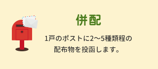 併配1戸のポストに2～5種類程の配布物を投函します。